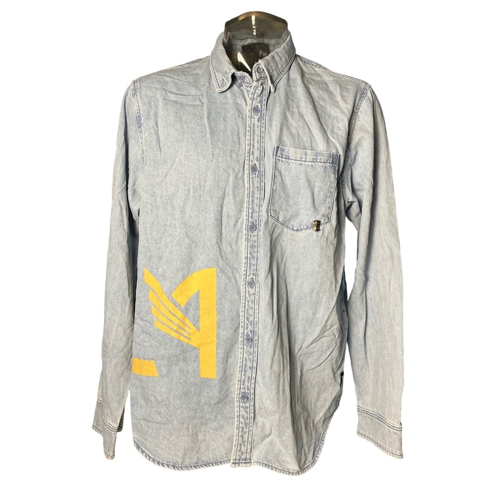 The Wild Collective MLS Soccer Button Down Shirt XL Light Wash Graphic
